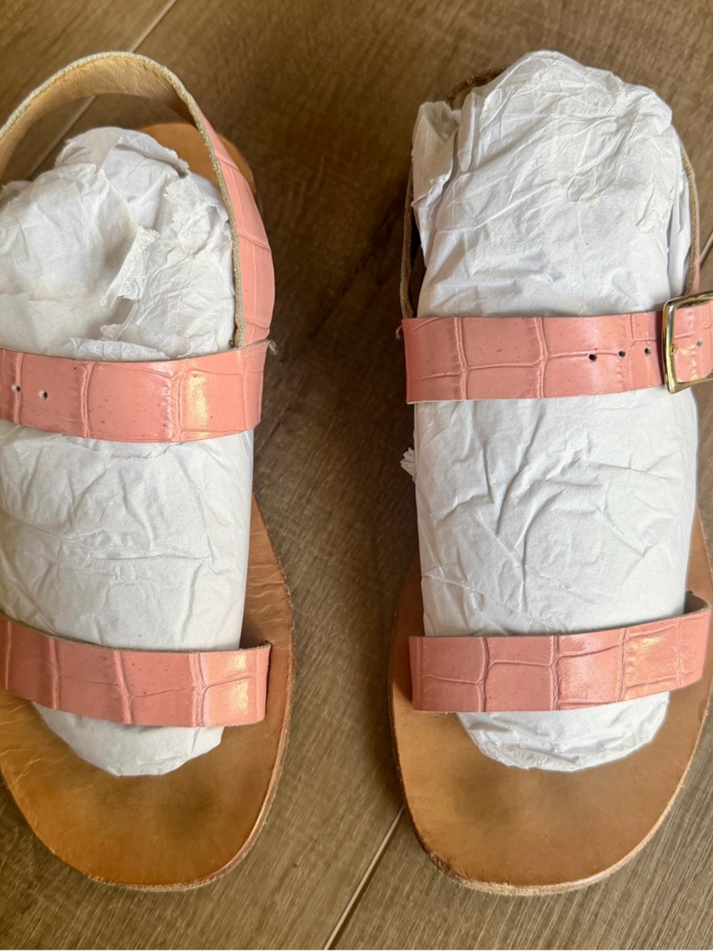 Mansur Gavriel Genuine Leather Pink Sandals Shoes 37 Made In Italy Flats Summer - Picture 5 of 9